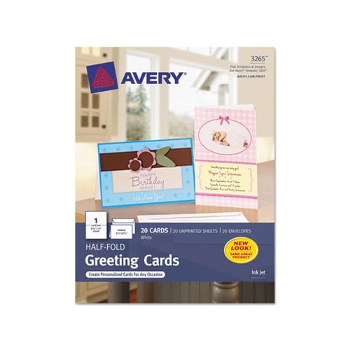 Half-Fold Greeting Cards Inkjet, 5 1/2 x 8.5, Matte White, 20/Box w/Envelopes