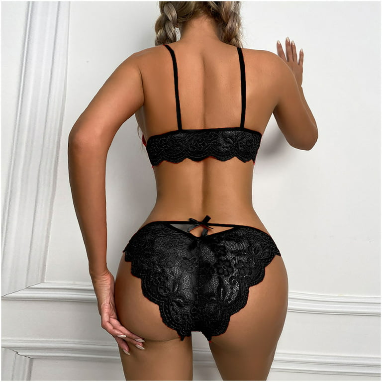 Cethrio Womens Lingerie Sets Sexy Lace Underwear Set for Women Clearance,  Black L 