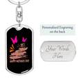 thumbnail image 2 of Butterfly Best Mom Stainless Steel or 18k Gold Premium Swivel Dog Tag Keychain, 2 of 17