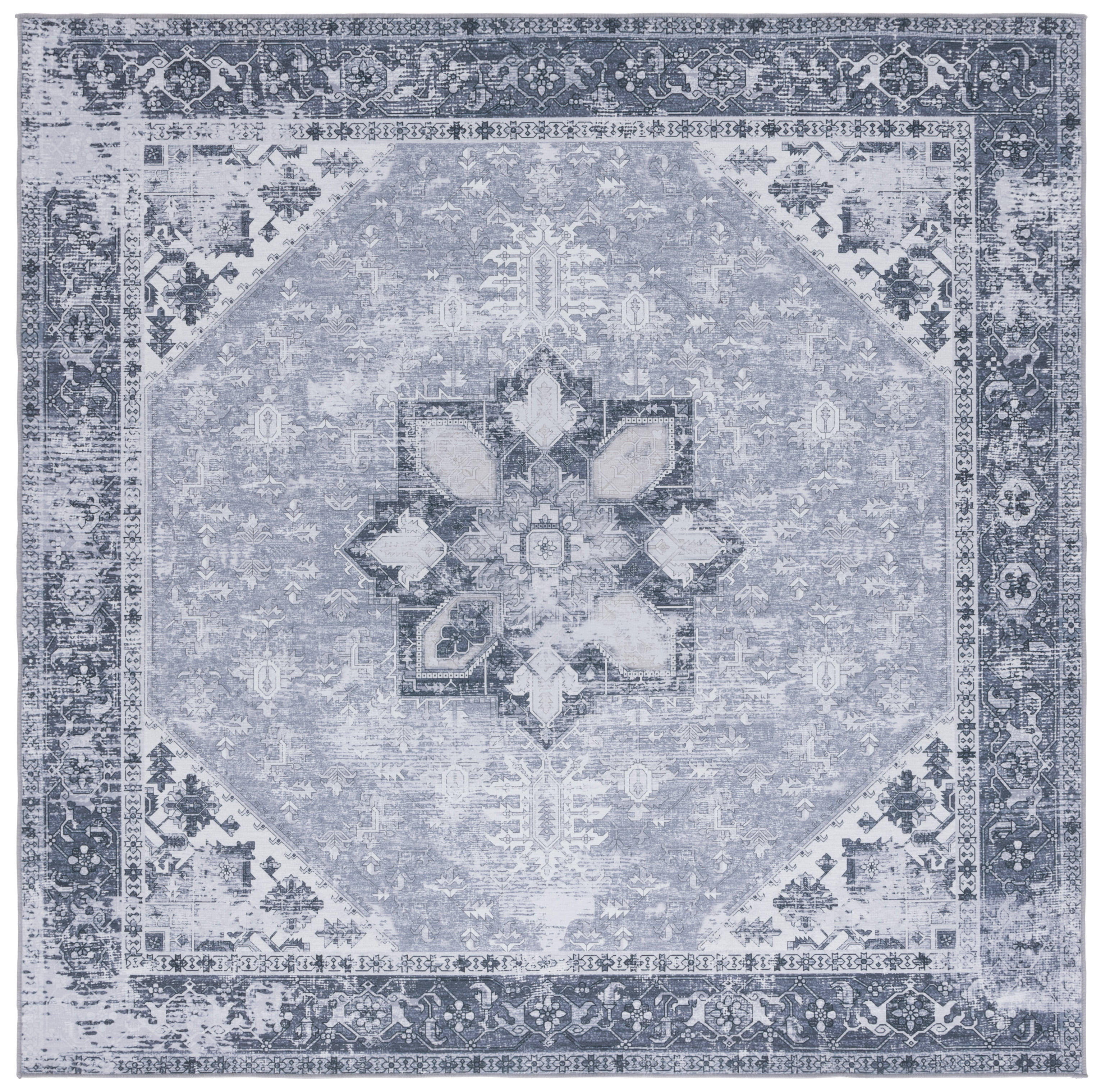 Safavieh Tucson Jayla Oriental Machine Washable Area Rug, Gray, 8' x 8' Square