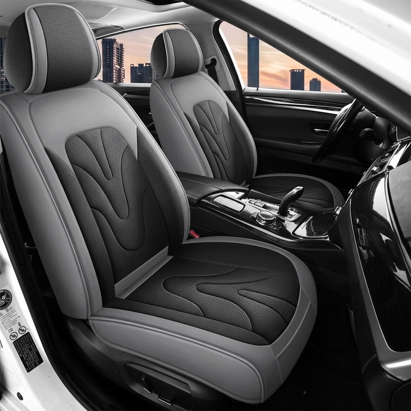 Fit QX55 Car Seat Covers for Infiniti QX55 2022-2025.Full Coverage Waterproof Leather Compatible with Airbag All - Weather Seat Cushion Protector(Full Set Black&Gray)
