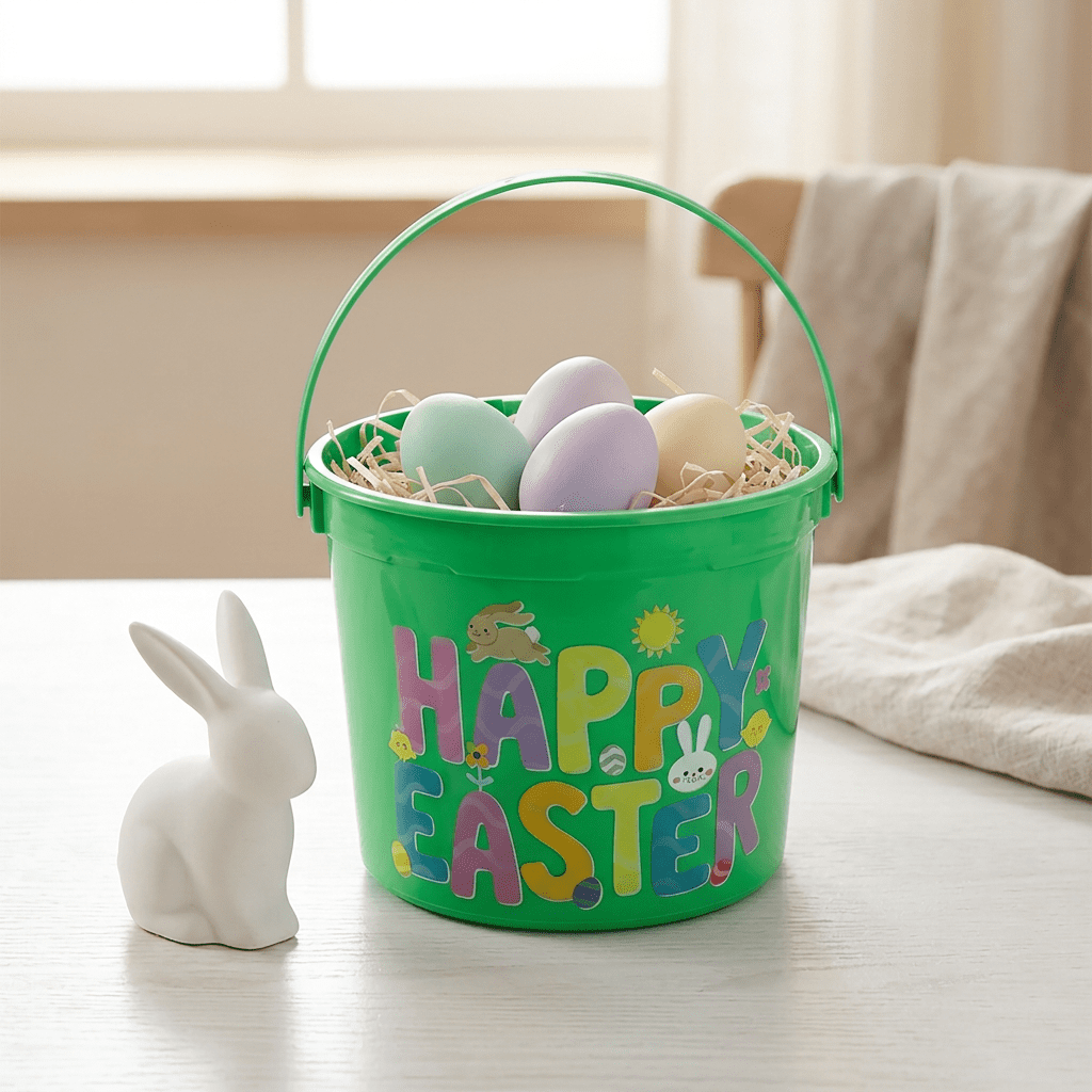 5-Quart Plastic Easter Bucket, Happy Easter