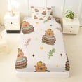 thumbnail image 3 of Erosebridal Funny Capybara Twin Sheet Sets For Capybara Lover,Orange Loves Pattern Bedding For Kids Girls 3pcs, 3 of 6