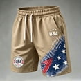 thumbnail image 2 of Homeyce Men's Vintage Independence Day Print Shorts Distressed Washed with Pocket Shorts Outdoor Hiking Fishing Shorts Freedom We the People Golf Shorts,Brown L, 2 of 5