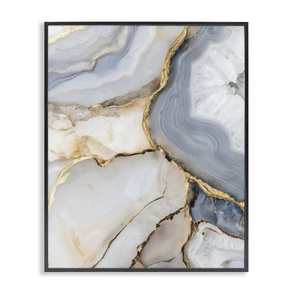 Stupell Industries Modern White And Gray Geode Black Framed Giclee Art, 11 x 14, by Svetlana Aleynikova