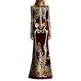 thumbnail image 3 of IWRICH Skeleton Halloween Dresses for Women 3D Digital Print Velvet Floral Dress Halloween Goth Parties and Events, 3 of 4