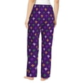 thumbnail image 3 of Goofa Purple Mardi Gras Printed Soft Pajama Pants for Women, Wide Leg Comfy Casual Lounge Yoga Pants-Medium, 3 of 9