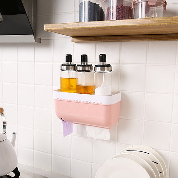 SPRING PARK Facial Tissue Cover, Tissue Box Cover, Facial Tissue Dispenser, Nordic Bathroom Shower Wall Mount Tissue Roll Paper Storage Rack Shelf Holder for Bathroom, Bedroom or Office
