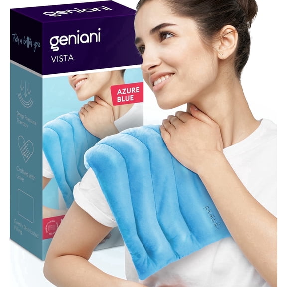 Geniani Microwavable Heating Pad for Neck, Shoulders & Muscle Relief – Cordless Hot & Cold Pad with Ultra-Soft Fabric for Pain & Cramps Comfort (8"×17", Azure Blue)