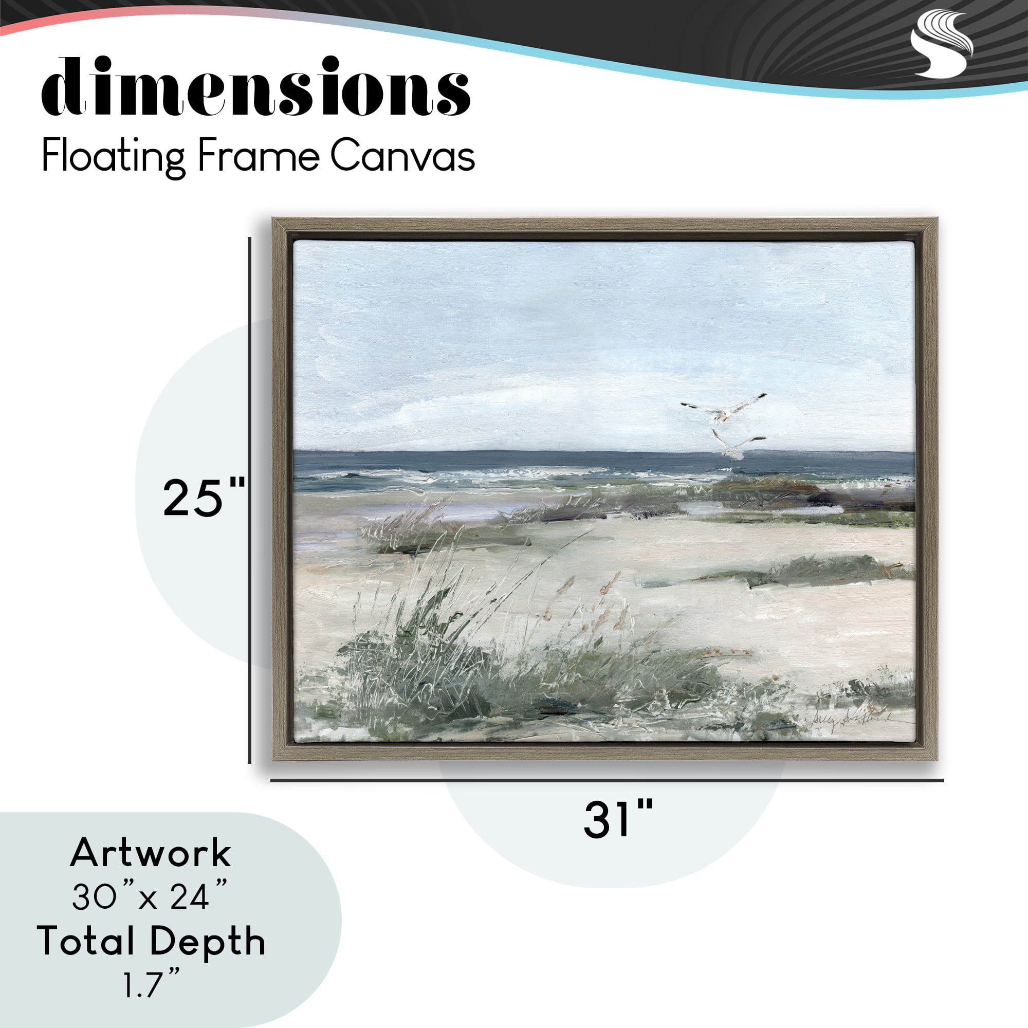 Stupell Industries Seagull Pair over Waves Brown Framed Floater Canvas Wall Art, design by Sally Swatland