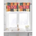 thumbnail image 2 of Christmas Linen Curtain Valance for Bedroom/Bathroom/Kitchen/Office/Living/Dining Room Window,Orange Teal Red Plaid Xmas Tree Elk Snowflake Rod Pocket Topper Decorative Cafe Drapes Panel 42"x18", 2 of 6