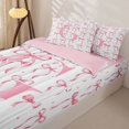 thumbnail image 3 of Manfei Cartoon Monogrammed Print G Zipper Full Size Comforter Sets with Fitted Sheet and 2 Pillowcases,Pink Girly Bow Zipper Bedding Set,Pink Reversible,4 Pieces, 3 of 7