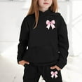 thumbnail image 2 of Girl Outfit Set Long Sleeve Bow Print Hooded Sweatshirt Loose Joggers Child Comfy Sports Fall Winter Casual Outfits, 2 of 4