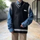 thumbnail image 4 of Chaleco holgado para hombre, suéter con cuello en V, sin mangas, ropa de calle, novedad, chalecos de punto para hombre, ropa de diseñador de alta calidad, ofertas 2024, 4 of 4