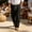 Black, variant on Mens Beach Pants Crinkled Wide Leg Linen Pants with Pockets Relaxed Fit Drawstring Pants for Beach Party