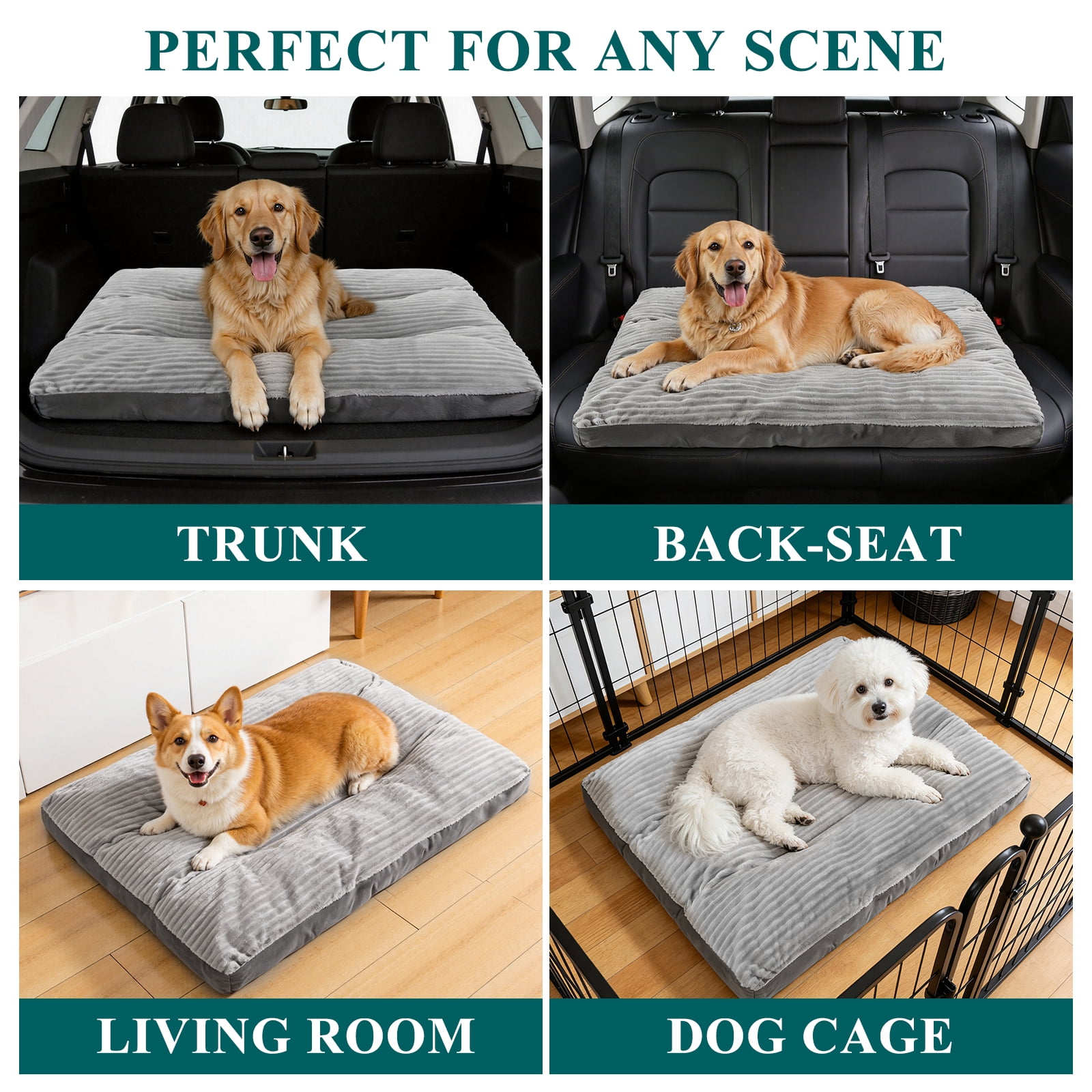 Vaukki Dog Bed with Non Slip Bottom,Removable Machine Washable Soft Plush Dog Crate Bed,23.6"x18.5",Gray