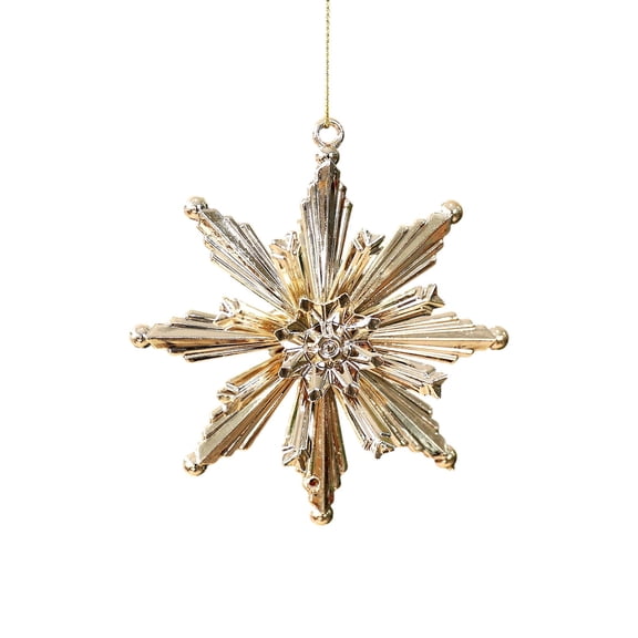 Champagne Gold 8-Point Snowflake Christmas Ornament, 1.63 x 1.78-Inch Openwork Hanging Pendant for Christmas Tree, Wreath, Mantel, Window and Winter Holiday Decor