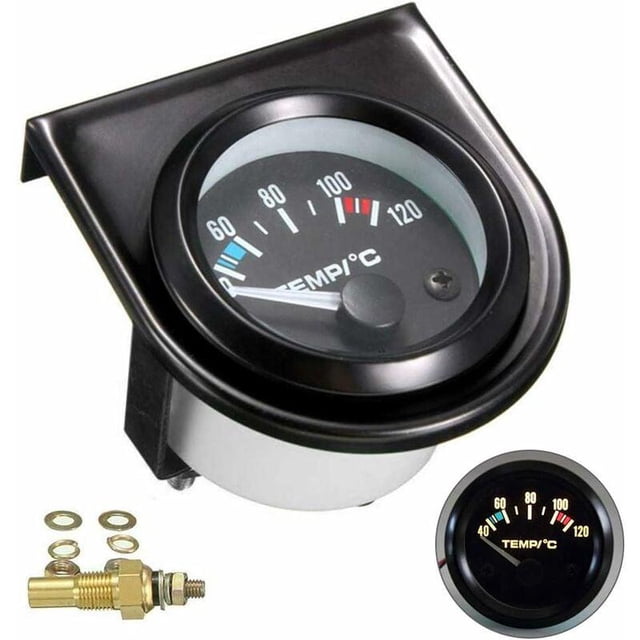 Kit de medidor de temperatura del agua para automóvil, LED negro, medidor universal de temperatura del agua para automóvil, diales de 101,6-120 ° (diámetro 52 mm)