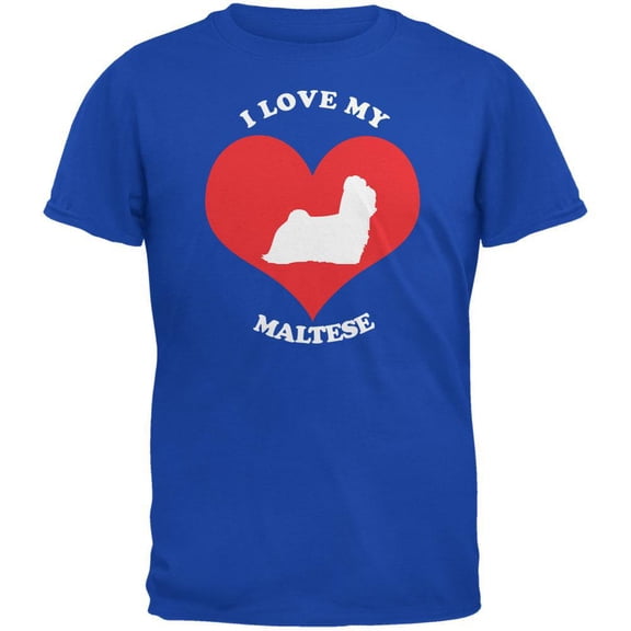 Valentines I Love My Maltese Royal Adult T-Shirt - Medium