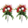thumbnail image 4 of Dienrx Artificial Cemetery Flowers with Vase, 1 PCS Memorial Flowers for Graveside, Outdoor Silk Lily and Rose Arrangements, Sympathy Decor for All Seasons, Faux Plants, 4 of 7