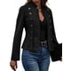 thumbnail image 3 of Chaqueta de Gamuza Sintética para Mujer, Informal, de Otoño, de Larga, Cuello Alto, con Abertura Frontal, Blazer Corto, Abrigo. Negro XL, 3 of 8
