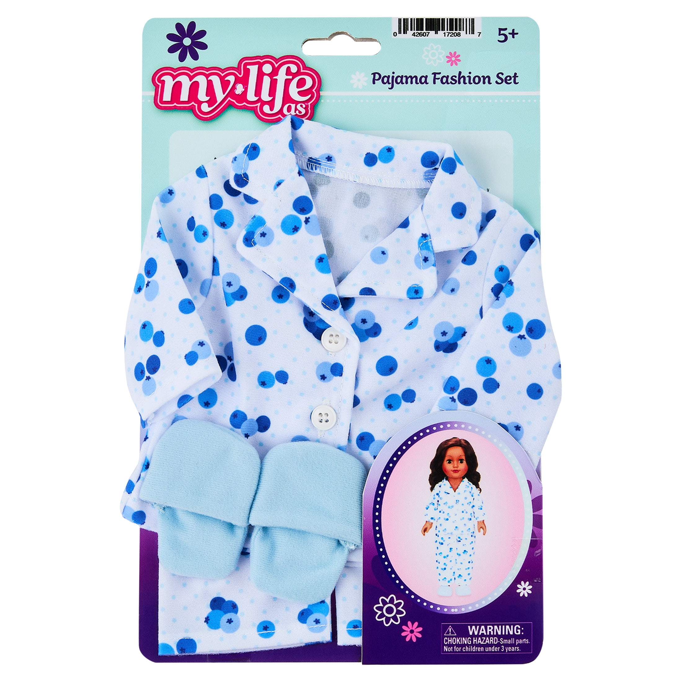 My Life As Blueberries Pajama Fashion Set for 18-inch Dolls, 3 Pieces
