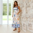 thumbnail image 6 of IBTOM CASTLE Women's Summer Casual Dress Spaghetti Long Maxi Sundress Elegant Empire Waist Beach Trendy Weeding Guest Dress M White Flower Print, 6 of 8