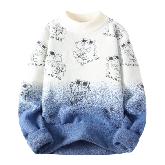 GBSYEWXS Men Pullover Sweaters Fall Long Sleeve Crew Neck Pullover Color Block Gentleman Blue Sweater