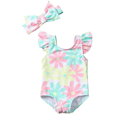 

Cute Floral Print Scoop Neck One Pieces & Monokinis Multicolor Baby Swimwear (Baby s)