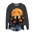 thumbnail image 5 of Jsaierl Halloween Sweatshirts Women Plus Size Pumpkin Ghost Graphic Sweatshirt Stretch Round Neck T-shirt Long Sleeve Holiday Pullover Tops Halloween Gifts, 5 of 6