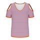 thumbnail image 5 of Tops de Algodón para Mujeres Tira Impresa Manga Corta Cuello en V Fuera Del Hombro, Top de Moda para el Uso Diario, 5 of 9