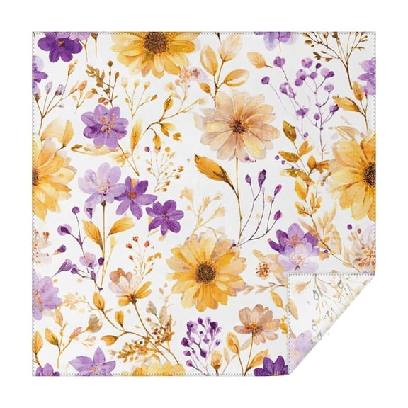 Square Tablecloth 42x42 Inch – Waterproof Polyester Printed Table Cover, Wrinkle Resistant & Washable for Kitchen Dining Picnic Party Decor, Single-v4-15, White