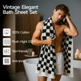 thumbnail image 7 of 2 Piece Large Black and White Bath Towels Set - 27”x55” Highly Absorbent 600GSM Cotton Checkered Towels for Bathroom Decoration, Retro Checkered Design, 7 of 7