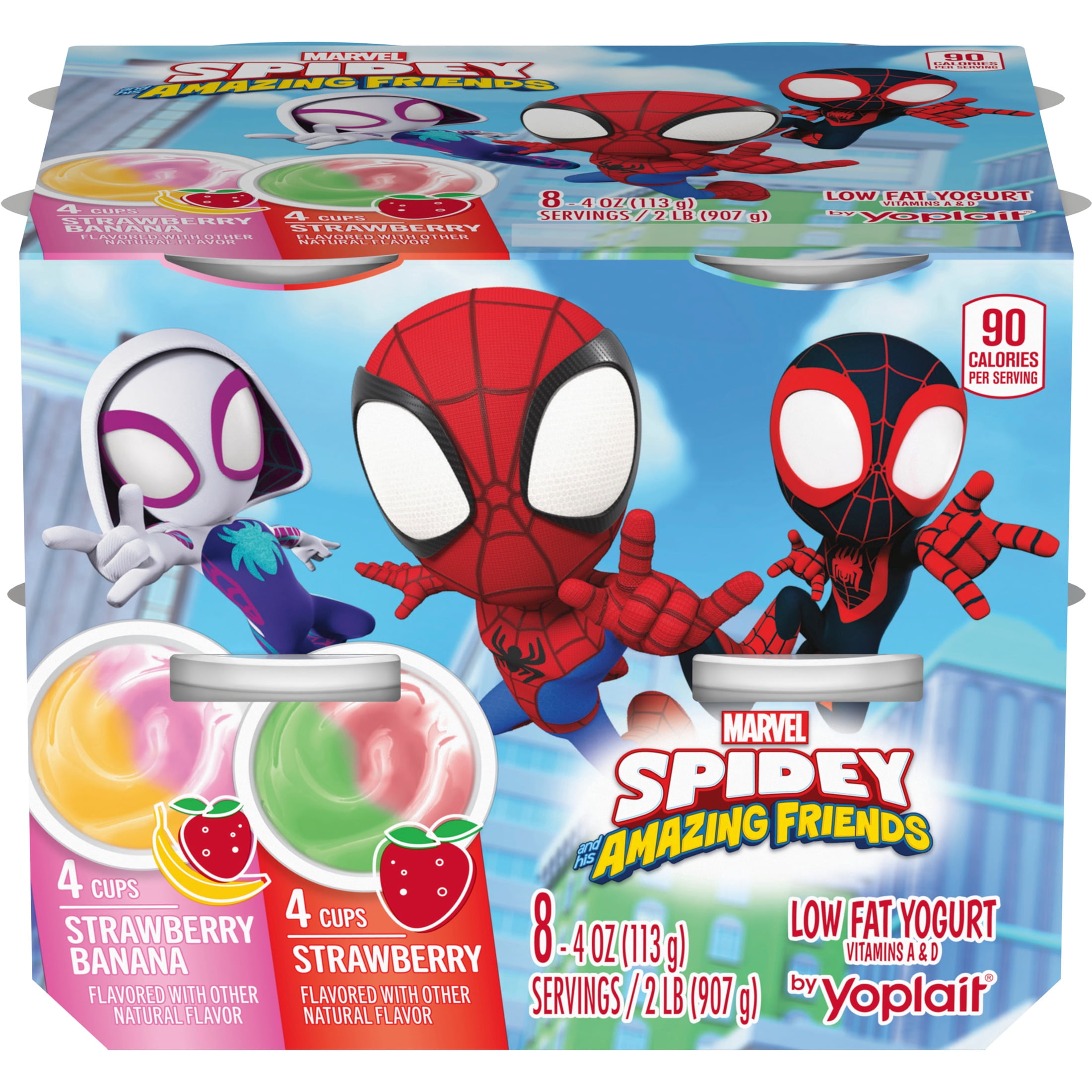 Yoplait Low Fat Yogurt Variety Pack, Marvel Spidey and His Amazing Friends, 8 Count, 32 oz