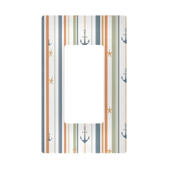 Yayeee Rocker Switch Wall Plate 1-Gang 4.6"x2.9" Home Decorative Outlet Cover, Nautical Pattern