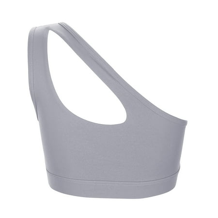 

B91xZ Dressy Tops For Women Women s Sports Underwear One Shoulder Vacuous Vest Gathered Shockproof Running Sports Beautiful Grey S