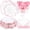 White with Pink Edge, variant on 350pcs Light Blue Tableware Set, Party Disposable Supplies for 50 Guests