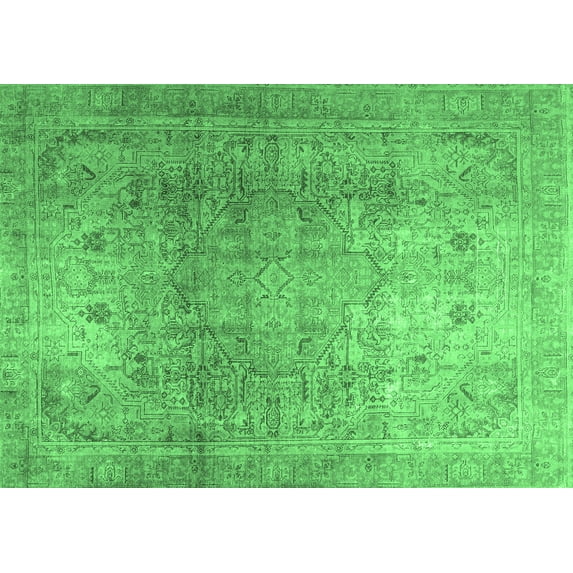 Ahgly Company Indoor Rectangle Persian Emerald Green Traditional Area Rugs, 8' x 12'
