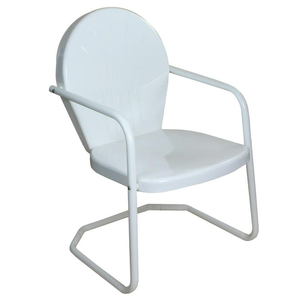 34" White Retro Metal Outdoor Tulip Chair