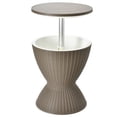 thumbnail image 2 of Gymax 8-Gal Patio Ice Cooler Bucket Cool Bar Side Table w/ Retractable Tabletop Brown, 2 of 10