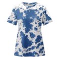 thumbnail image 3 of Aoujea Women Casual Printing Round-Neck Lace Hollow Out Short Sleeve Pullover Slimming Blouse T-shirt Tops Women Tops 50% Off Clear! S-5XL, 3 of 5