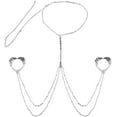 thumbnail image 4 of Women Glitter Rhinestone Nipple Cover Chest Breast Chain Adhesive Pasties Tassel Body Jewelry For Rave Festival, 4 of 5
