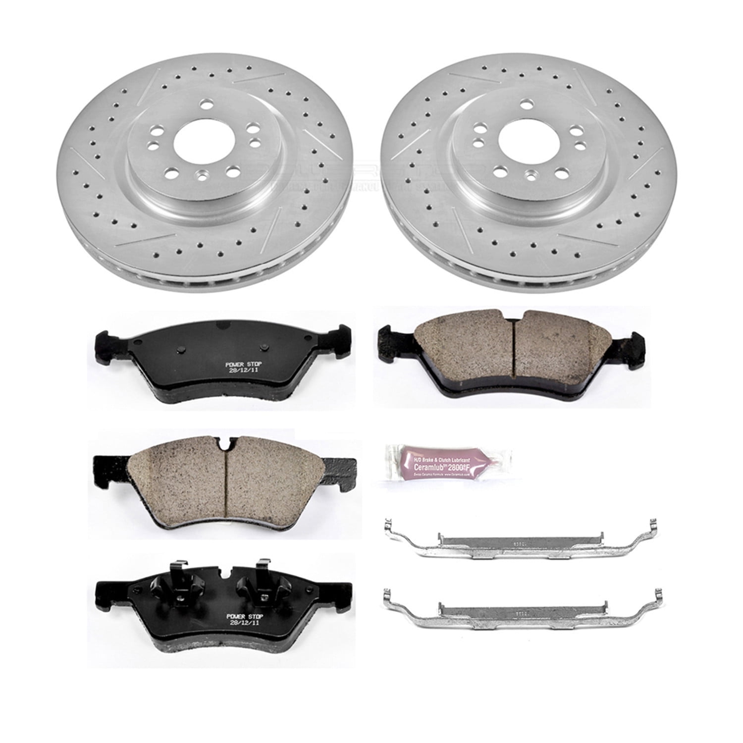 PowerStop Front Z23 Evolution Sport Carbon-Fiber Ceramic Brake Pad and Drilled & Slotted Rotor Kit Fits: MERCEDES-BENZ Select Models K6709