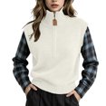 thumbnail image 2 of THNCYX Half Zip High Neck Long Sleeve Knit Tops For Women Colorblock Casual Winter Sweaters Soft Comfort Womens Sweaters Modern Look, 2 of 5