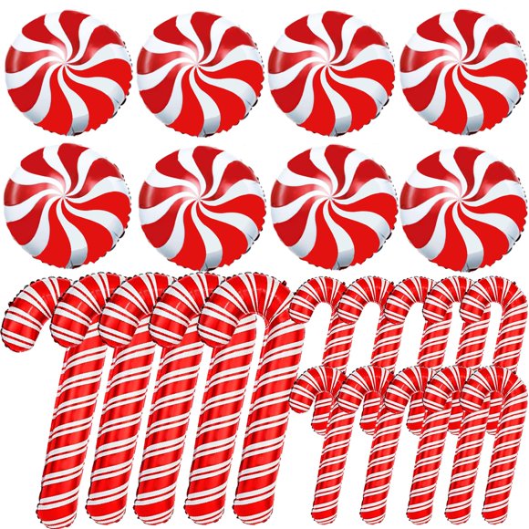 YUJUN Set de 23 globos de papel aluminio con bastones de caramelo para Navidad