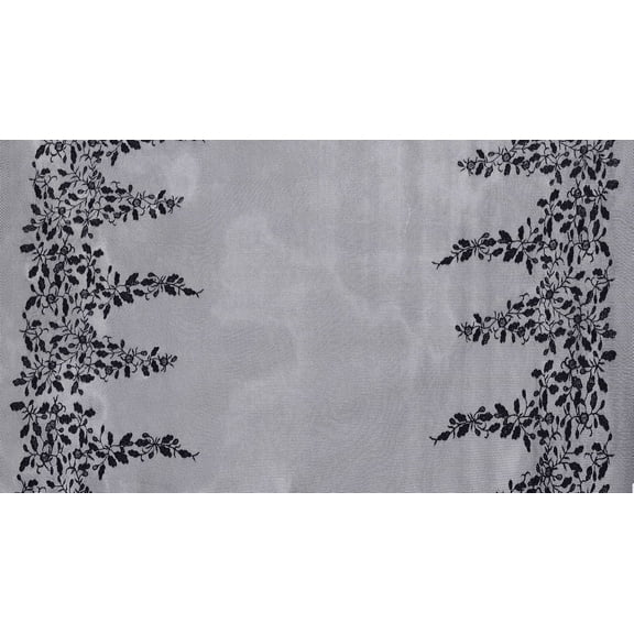 Zelouf Rosebud Double Border Embroidery 3D Mesh  , Sewing, DIY, Crafts Fabric by the Yard, Black, 3 Yard