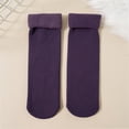 thumbnail image 4 of Women's Soild Color Thermal Mid Calf Socks, Fleece Lined Winter Socks, Ultra-Soft Plush Interior & Durable Outer Layer, 5 Pairs Value Pack for Cold Weather - Purple, 4 of 4