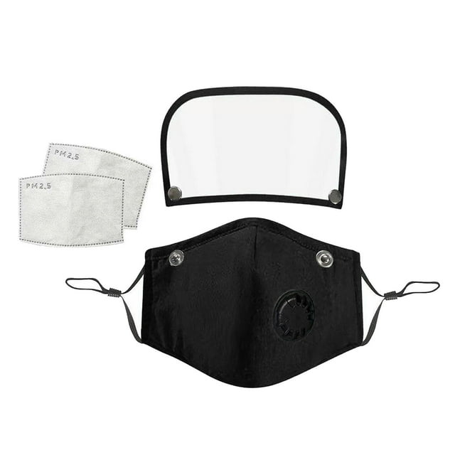 Mascarilla reutilizable con protección de ojos, mascarilla ajustable con válvula de respiración, mascarilla facial lavable filtros, mascarilla negro Baoblaze tapa de la válvula de respiración