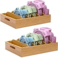 thumbnail image 1 of Bamboo Lid Holder Food Container, Kitchen Organizer with 5 Adjustable Dividers, Cabinet Organizer for Food, Kitchen Gadget, Container Lids (2pcs), 1 of 5