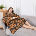 thumbnail image 5 of Oversized Wearable Blanket Hoodie,Halloween Jack O Lanterns on Dark Background Sherpa Blanket Hoodie with Super Pockets,Super Warm Fuzzy Pullover for Women & Men, 5 of 6
